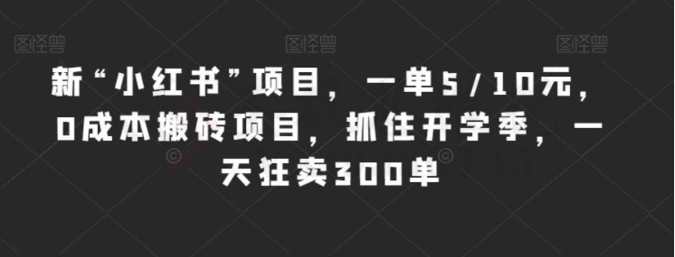 新“小红书”项目，一单5/10元，0成本搬砖项目，抓住开学季，一天狂卖300单【揭秘】-圣矾创业博客