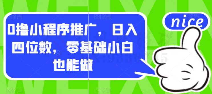 0撸小程序推广，日入四位数，零基础小白也能做【揭秘】-圣矾创业博客