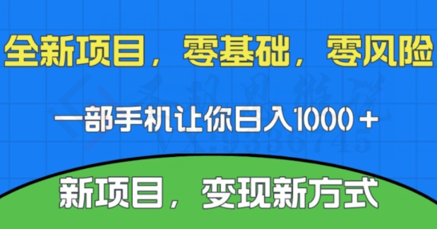 新项目，新平台，一部手机即可日入1000＋，无门槛操作【揭秘】-圣矾创业博客