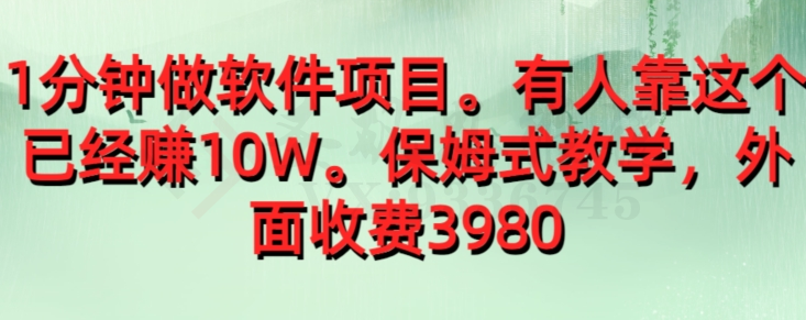 外面收费39801分钟做软件项目，有人靠这个已经赚10W，保姆式教学-圣矾创业博客