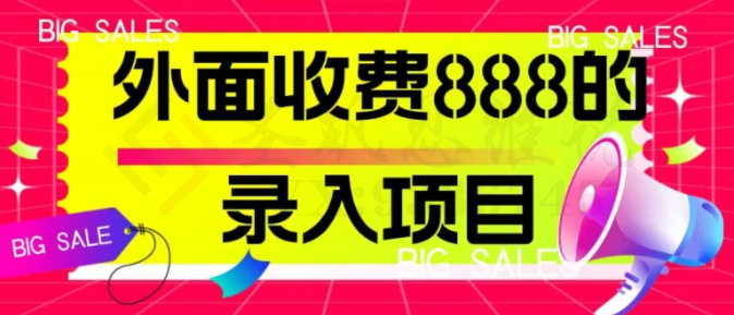 外面收费888的录入项目，简单操作，适合小白操作-圣矾创业博客